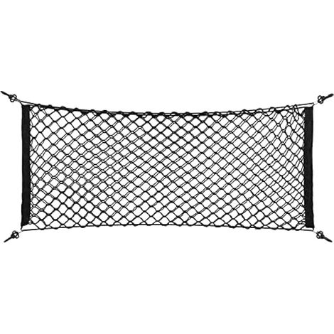 Jadeshay Filet de Rangement Coffre de Voiture, 90x40cm Maille de Stockage de Voiture 4 Crochets pour Camion, SUV, Bateaux, Maison (1/4)