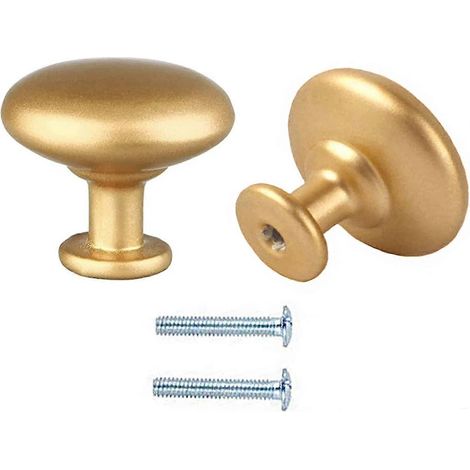 Lot de 2 poignées de porte de placard de cuisine dorées, rondes, finition or mat, 30 mm, style vintage, pour tiroir de placard. (1/5)