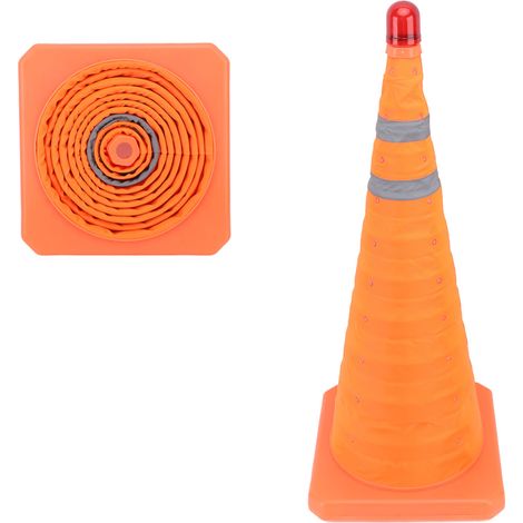 Cône de signalisation pliable 70x30x30CM, double collier réfléchissant de sécurité avec voyant d'avertissement pour la route (1/5)