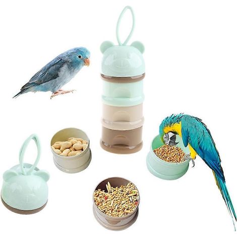 Mangeoire portable pour oiseaux, boîte à friandises pour perroquets, accessoires de transport pour cage. (1/4)