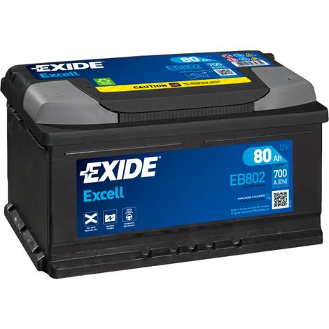 Exide – Batterie voiture 12V 80Ah 700A – Technologie CA/CA – Compatible Start & Stop – Dimensions 315x175x175 mm – EB802 (1/4)