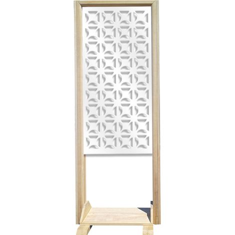 ROUNDCROSS - Paravent modulable - 70x190 cm - en bois et PVC - Couleur : blanc