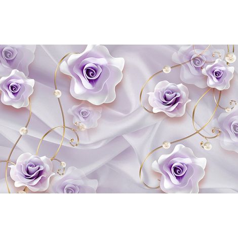 Papier peint panoramique - Fleurs 3D - 130 cm x 81 cm (1/2)