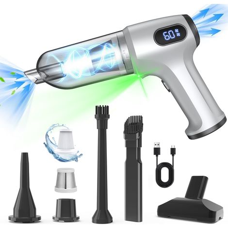 Aspirapolvere portatile senza fili per auto, mini aspirapolvere 3 in 1, motore brushless multifunzionale con USB C (1/5)