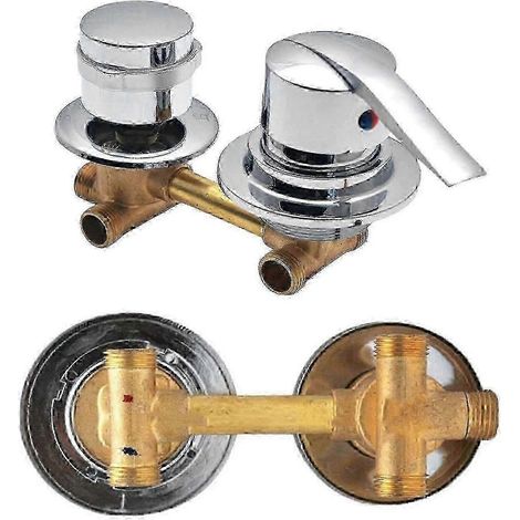 Robinet de douche en laiton à cinq voies avec inverseur fileté pour baignoire et cabine de douche, comprenant un robinet d'eau chaude et froide - 3 voies, 9 cm (1/5)