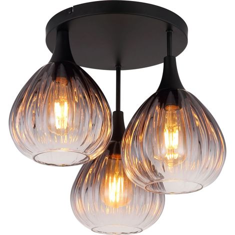 Globo - plafoniera - OLSEN - nero - vetro - Ø 44cm - E27 -