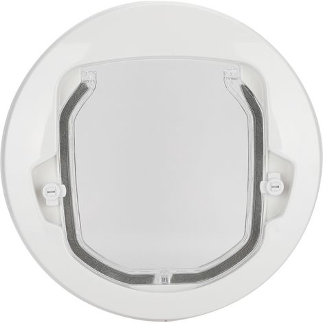 Chatière magnétique à double sens pour animaux de compagnie (chien/chat) ronde en plastique blanc (1/5)