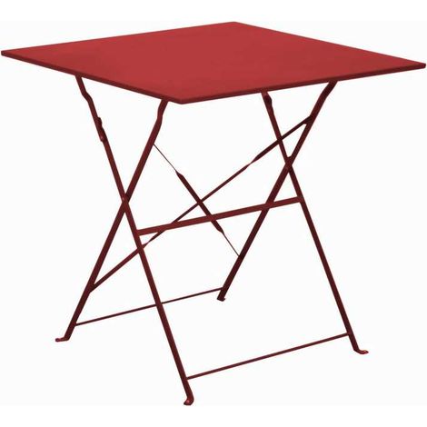 PROLOISIRS Guéridon Cuba carré - 70 x 70 cm - rouge (1/2)