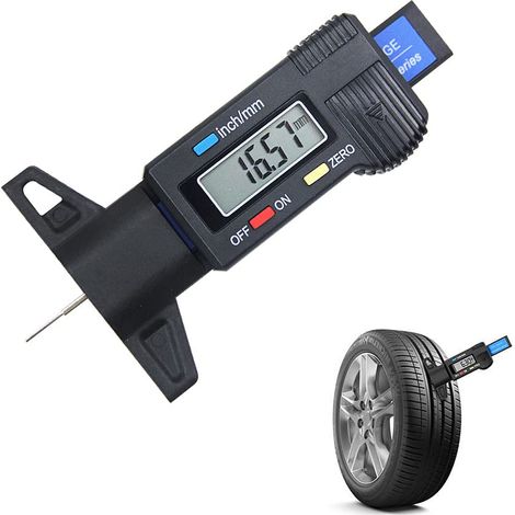 Jauge De Profondeur Pneu - Numérique LCD - Plage 0 À 25,4 Mm - Pour Voiture Moto Camion - Unités Métrique Et Pouces - Noir