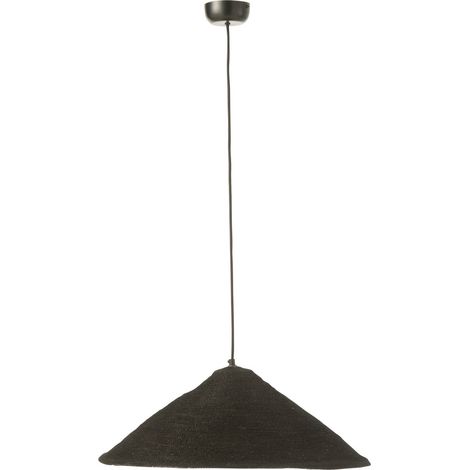 Lampe suspendue chapeau en rotin noir style naturel - Noir naturel tressé (1/4)