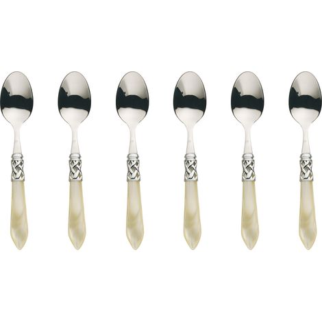 Bugatti ALCAM-N4207 - Set di cucchiaini da caffè Aladdin, Acciaio Inox e ABS Color Avorio, 21 x 18 x 3 cm, 6 pz