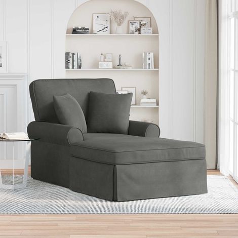 vidaXL Chaise Longe con Gonna 3 pcs Grigio scuro Tessuto in Cords