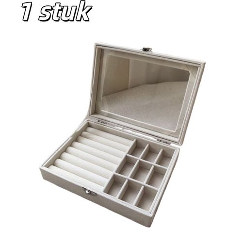 stuk - Opbergdoos - Sieradendoos - Doos voor oorbellen en accessoires - Draagbare alles-in-één - Sieradendoos - Geschikt voor het opbergen van ringen, oorbellen en kettingen - Sieradendoos - 20155cm - (1/5)