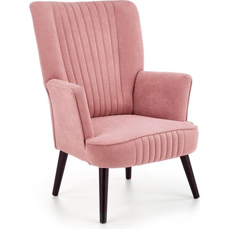 Sillón Houston 955, Rosa + Negro, 100x75x70cm, Tapiz, Patas: Madera, 0 (1/5)