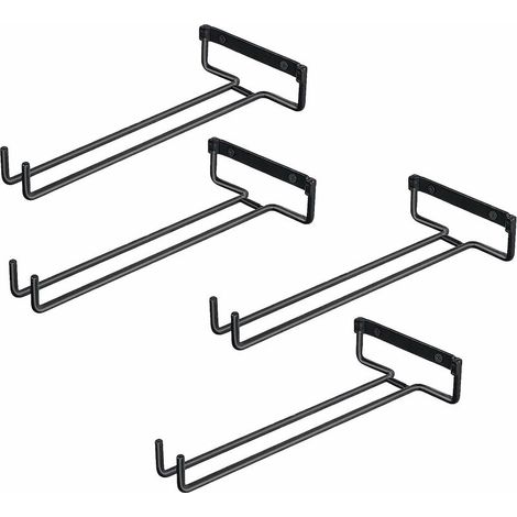 Ahlsen – Porte-verres à vin en fer noir – Lot de 4 accroche-verres pour étagère – Résistant à l\'oxydation et à l\'abrasion – Pour cuisines et bars (1/5)