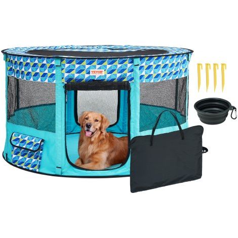 Parc pour Chien Portable 1117x1117x609 mm Enclos Chat Chiot (1/5)