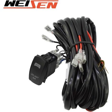 Faisceau de câblage à 3 fils de 3 m avec interrupteur à bascule pour barre lumineuse LED 12 A/40 A universel pour Chevrolet, Dodge, Ford F-150 et Toyota RAV4 (1/5)
