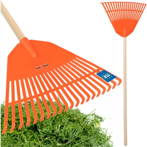 KOTARBAU® Rateau à Feuilles - Plastique - 45 cm - Orange - avec Manche - Râteau Jardin - Balai à Gazon - Ramasse Feuilles - Léger - Résistant - Entretien Jardin (1/5)