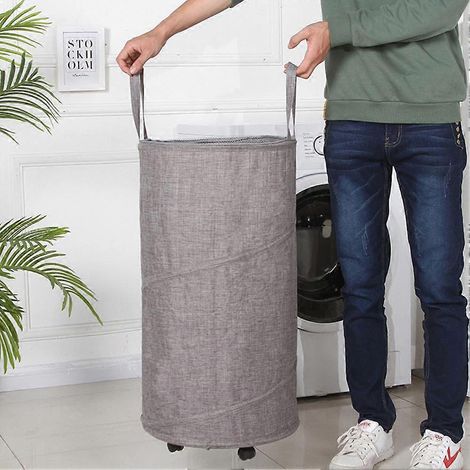 Grand panier à linge pliable avec roulettes en tissu Oxford, idéal pour ranger jouets et vêtements sales. Poignée de rangement. (1/5)