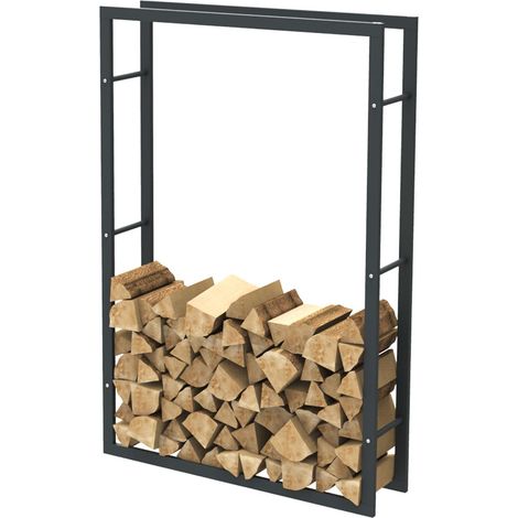 Bc-elec - HHWPF0026 Estantería para leña de acero negro 150x100x25CM, estantería para leña, estantería para troncos