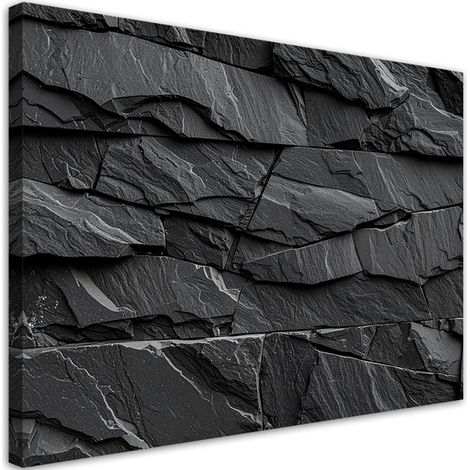 Tableau déco Pierre noire Structure ardoise 100x70 (1/4)