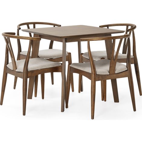 Set tavolo 80x80 cm e 4 sedie da pranzo Rustic Noce