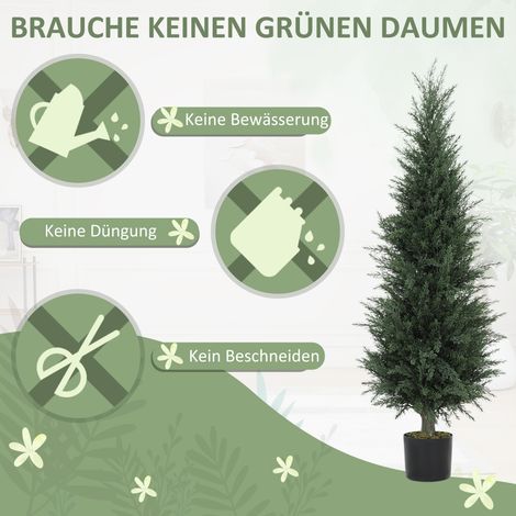 Plante artificielle cyprès, 638 feuilles en plastique, avec pot, résistant aux UV, vert (1/4)