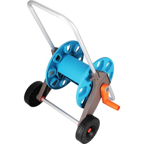 Dévidoir de tuyau G1/2 sur roulettes, portable, pour jardin, pelouse et cour, avec enrouleur pour tuyau de 35 m. (1/5)