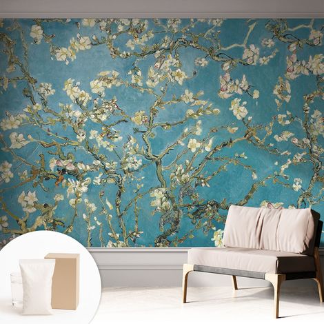 Papier peint intissé mural installation rapide du papier peint durable et résistante - Colle incluse gratuite Branches en fleurs 312x219 cm (1/5)