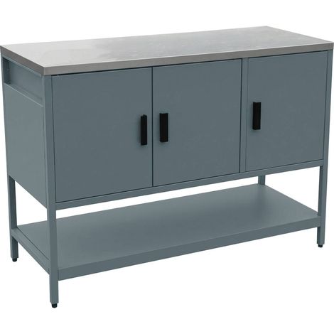 sweeek - Outdoor-Küche aus Stahl mit 3 Türen, 1 Regalboden L120 cm