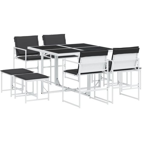 Maison Exclusive - Set da Pranzo da Giardino 9 pz con Cuscini Bianco in Textilene