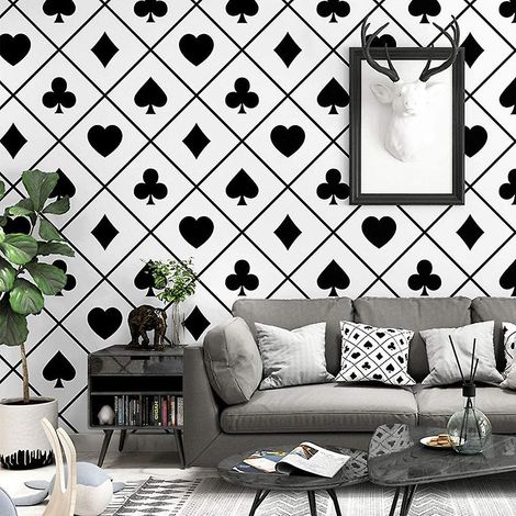 Papier peint nordique fond TV noir et blanc plaid géométrique chambre salon moderne minimaliste maison papier peint-Ensoleillé (1/3)