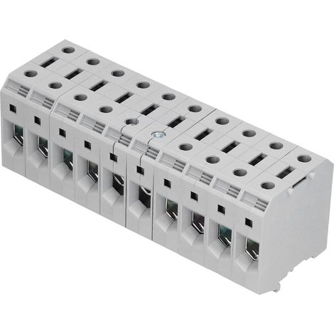 Pack 10 bornes rail DIN connexion fils 16-50mm² 150A 1000V UK-50N cuivre étamé ABS sans soudure (1/5)
