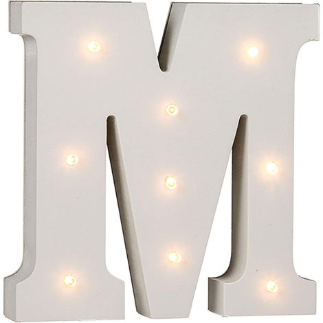 Lettera M in legno illuminabile Out of the blue, con 9 LED