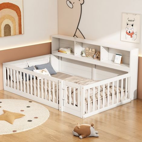 Divano letto 90x200 cm in pino massiccio con cassetto e rete a doghe, bianco, comodo e salvaspazio (1/5)