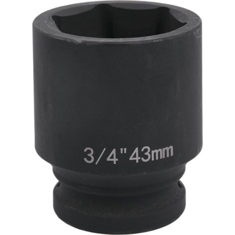 Douille à Choc 3/4" 43mm Hexagonale 6 Points, en Acier Chrome-Molybdène, pour Clé à Choc - Usage Intensif Garage, Industrie (1/5)