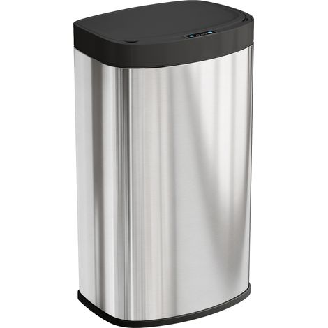 55-Liter-Küchenabfalleimer aus Edelstahl, Deckel mit Soft-Close-Funktion, 38 x 28,5 x 69 cm, silber