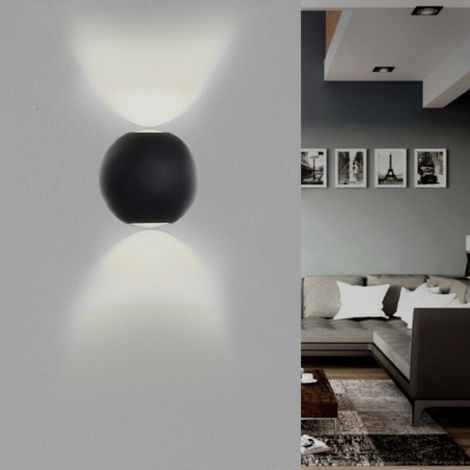 Applique Murale Noire Design LED Double Faisceaux IP54 6W - Blan (1/2)