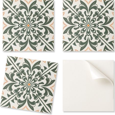 Paquete de baldosas de vinilo autoadhesivas con estampado floral y hojas, 9x30x30 cm.