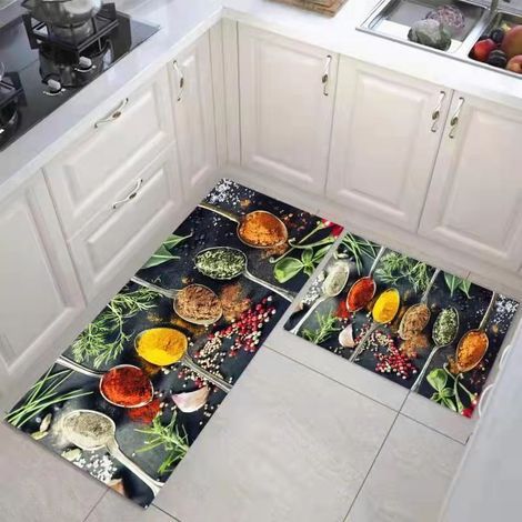 Küchen- und Gewürzmatte – mit rutschfester Unterseite – für Eingangsbereich, Flur, Schlafzimmer, Küche – 40 x 60 + 40 x 120 cm (1/4)
