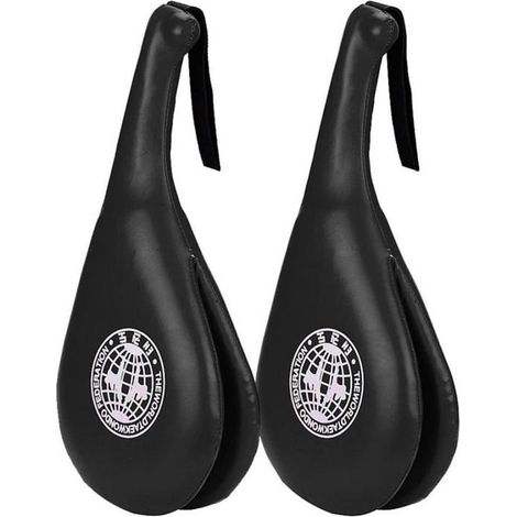 1 Paire de Raqettes Doubles Taekwondo Raquette de Frappe en Cuir pour l'entraînement de Tae kwon do Boxe Karaté(Noir) (1/3)