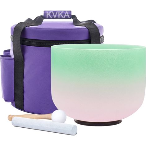 Kristall-Singing Bowl, 432 Hz Frequenz, inklusive Tragetasche und Stock, 8inch F note (1/2)