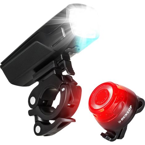 Dunlop Fahrradlicht Set Fahrrad Licht - Extra helles LED Licht mit Hochleistungs Akku