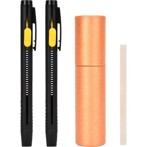 Lot 2 stylos marqueurs cuir effaçables + 20 bandes de cire, stylos auto-effaçants pour réparation cuir, coques de stylo incluses. (1/5)