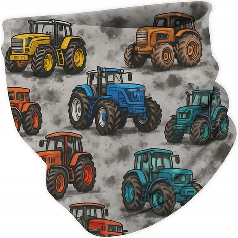 Sciarpa/snood per bambini dai 3 ai 9 anni, universale autunno-inverno con trattori (1/5)
