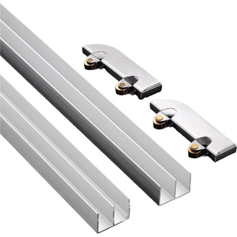 Système de double rail pour porte coulissante 5 mm - lisse en alliage (1/5)