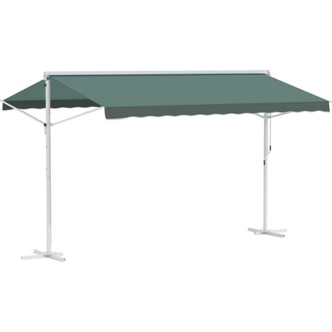 Outsunny – Store banne double pente manuel rétractable 4x3 m – Inclinaison réglable 5° à 45° – Toile polyester imperméabilisée 280g/m² – Structure métal anticorrosion (1/9)