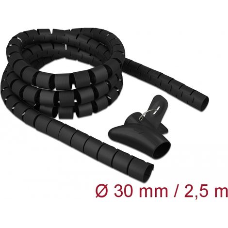 Delock Manguera en espiral con herramienta de tiro 2,5 m x 30 mm negro