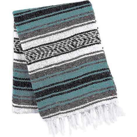 Handgewebte mexikanische Decke im Serape-Stil, ideal für Strand, Camping, Picknicks und Outdoor-Aktivitäten (35 x 215 cm) - E