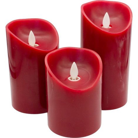 Pack 3 velas decorativas LED de cera 100 - 120 - 150mm Rojo (1/5)